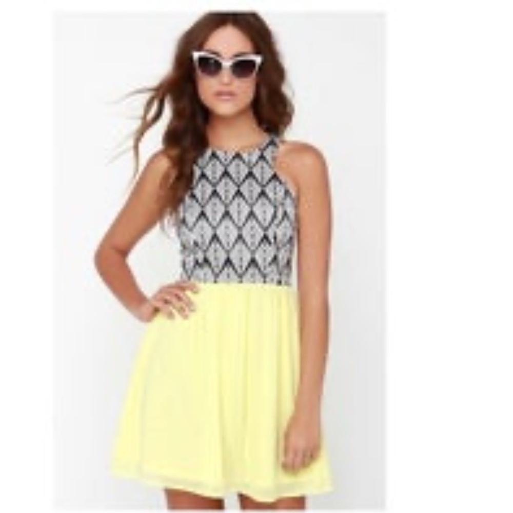 Jealous Tomato Yellow and Printed Dress